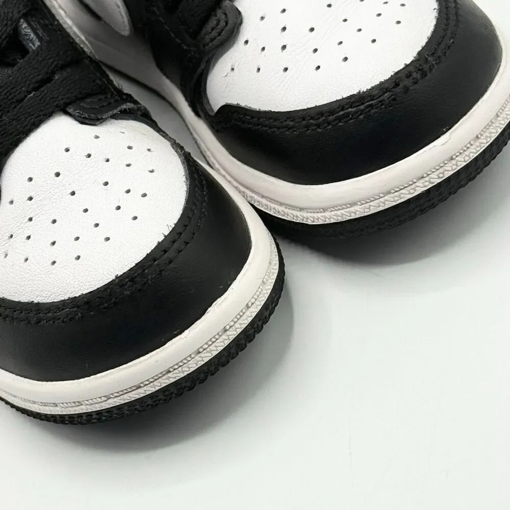 Nike Air Jordan Retro 1 OG High Top Panda Black White Lace Up Toddler Sneakers -